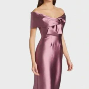 Catherine Regehr NEW NWT Rose Quartz Off The Shoulder Silk-wool Gown Size 12